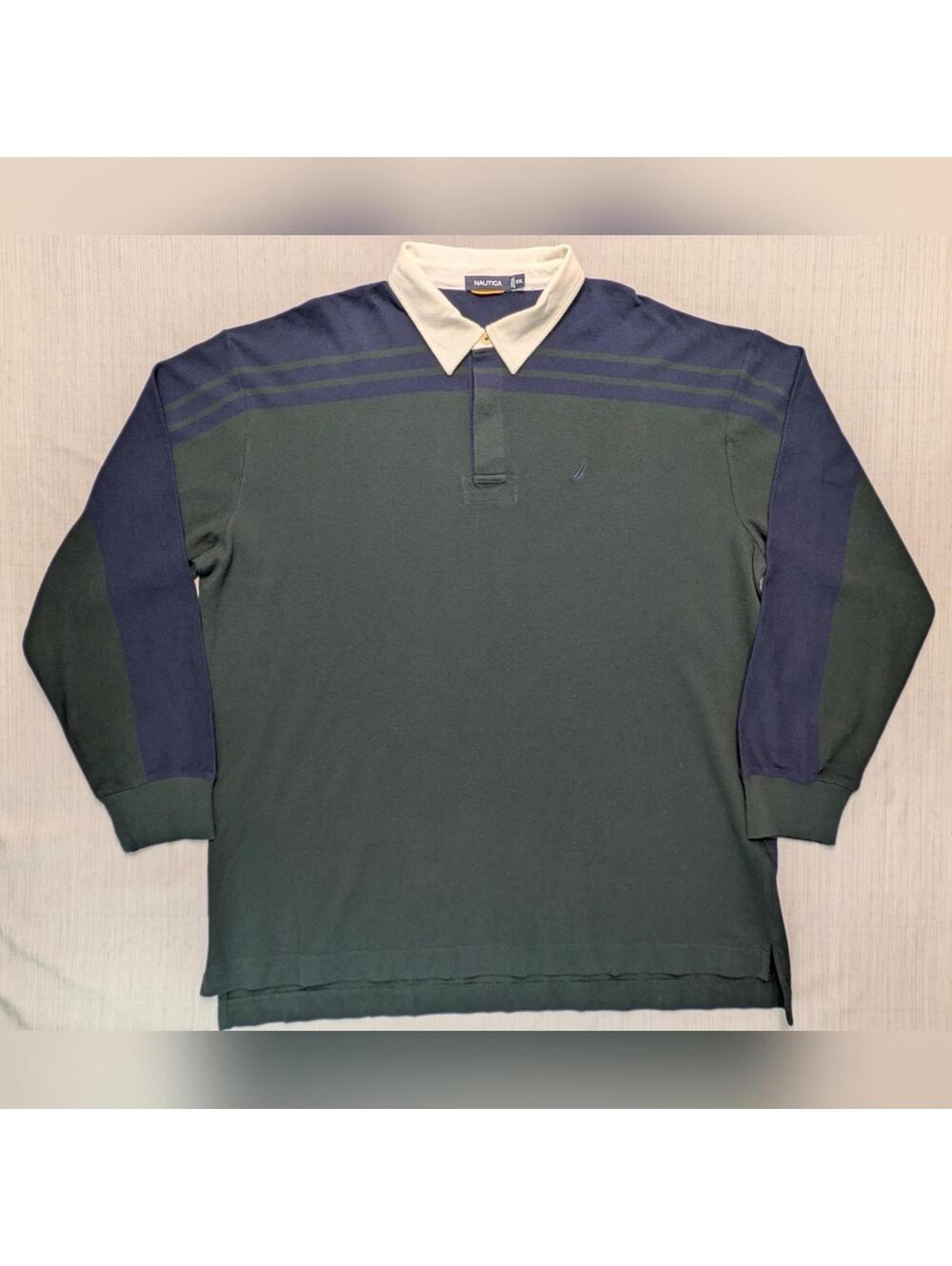 Vintage 90s Striped Nautica Logo Rugby Shirt XXL